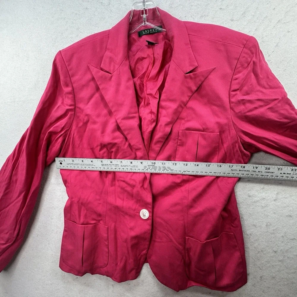 Ralph‎ Lauren Blazer Jacket Womens Fitted 12/14 100% Silk Designer Hot Pink Glam
